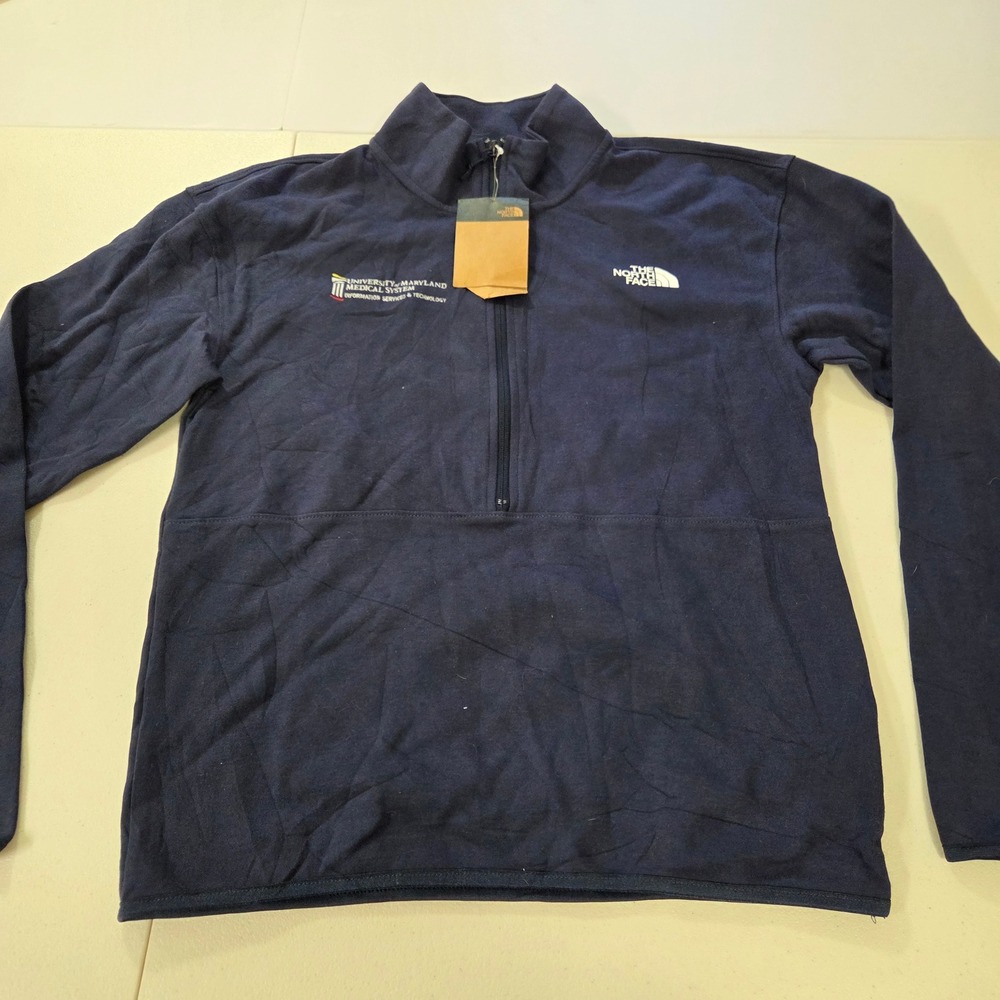 The North Face Mens DBL Knit HZ Quarter Zip Summit Navy Small NF0A8C5G8K2-S NWT